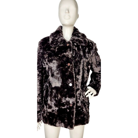 Vintage 90s Y2K Coldwater Creek Faux Fur Teddy Bear Mob Wife Coat Size Small NEW - Picture 8 of 12